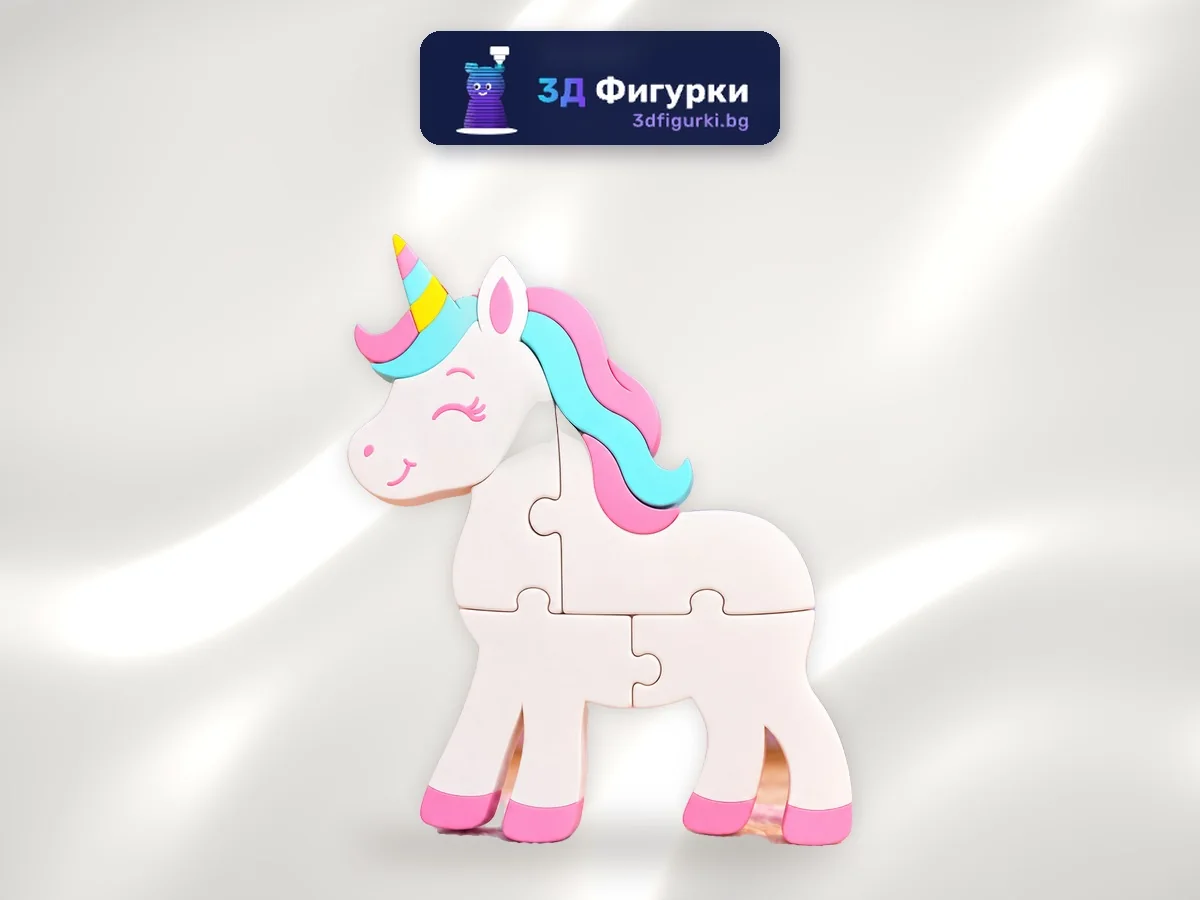 3D пъзел Еднорог с дъгов рог