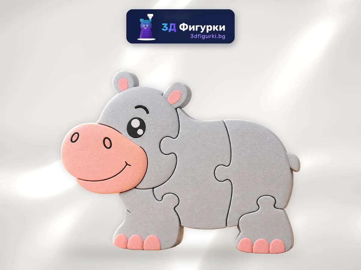 3D пъзел Хипопотам на разходка