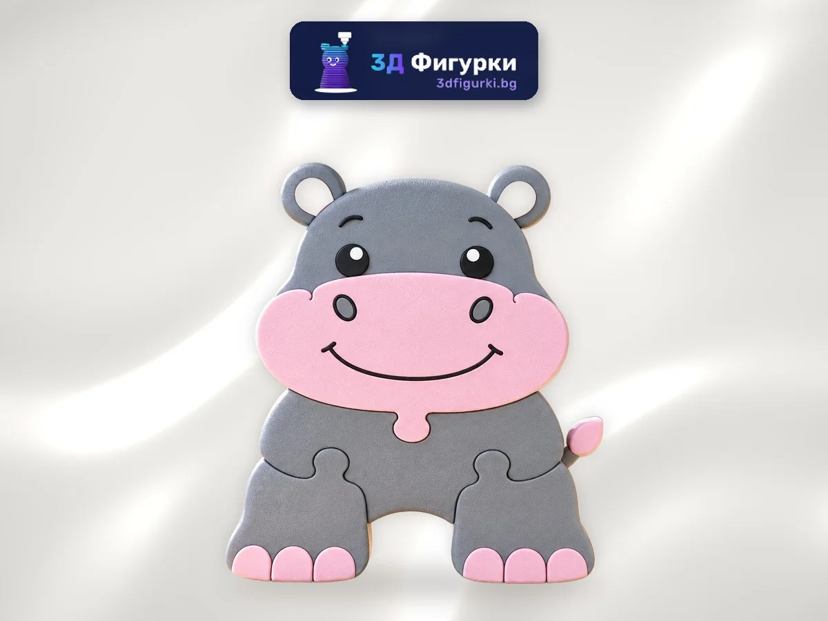 3D пъзел Хипопотамче с розова муцуна