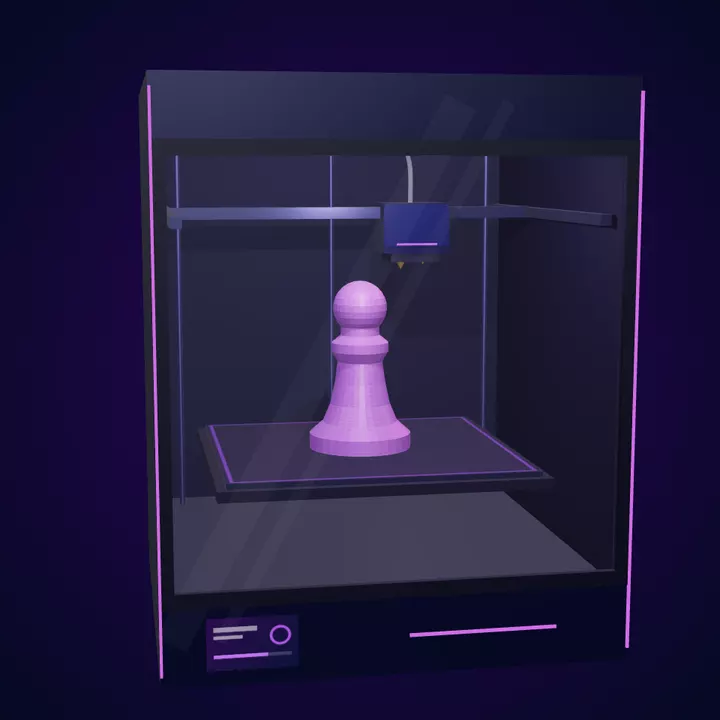 Анимация: 3D принтер Bambu Lab H2C печата фигурка, ръчен 3D скенер сканира обект и той се моделира в 3D